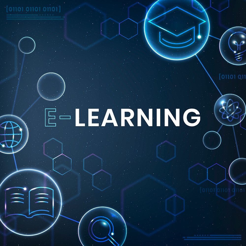 E-learning education template psd technology social media post
