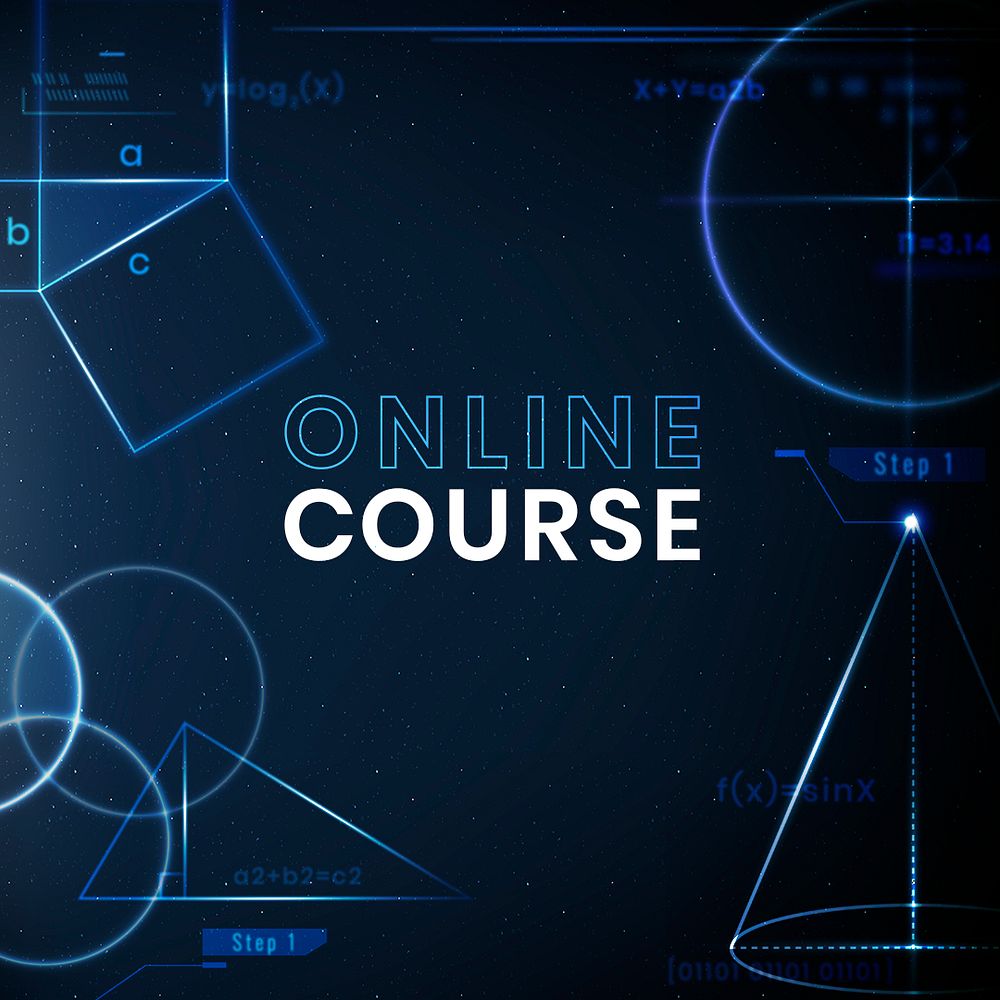 Online course education template psd technology social media post