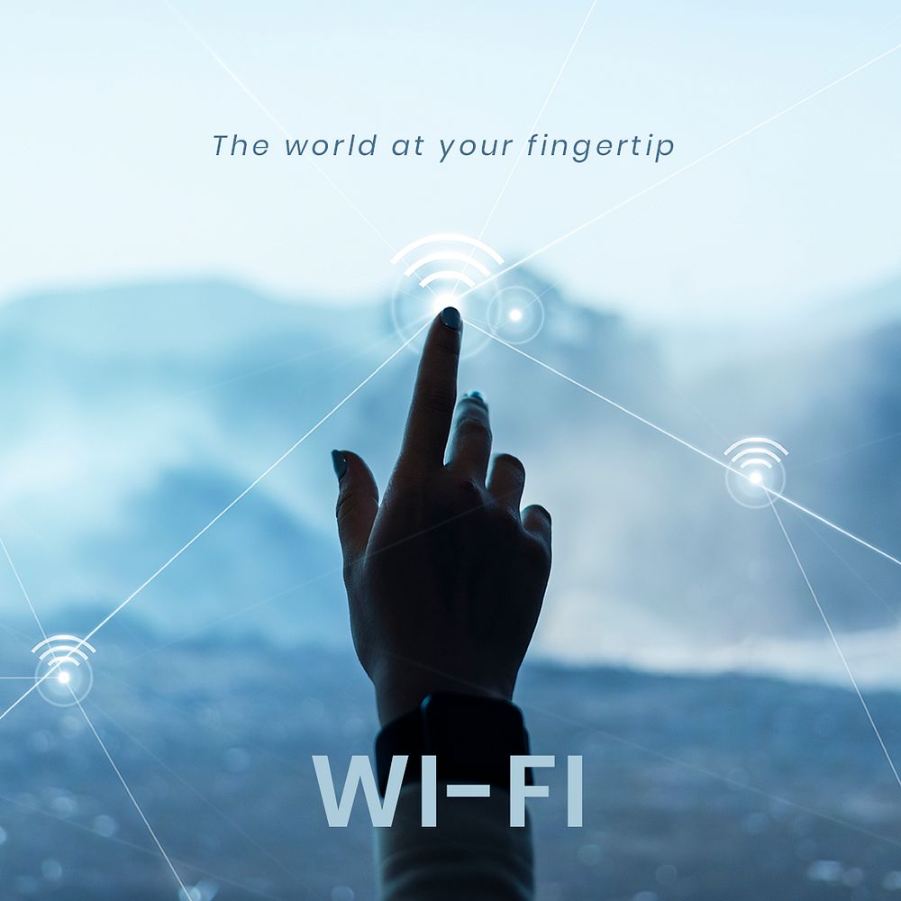Wifi connection technology template psd digital communication social media post