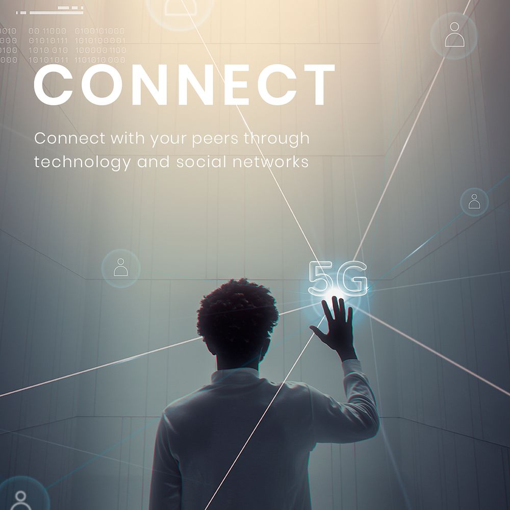 5g global network technology template psd futuristic social media post