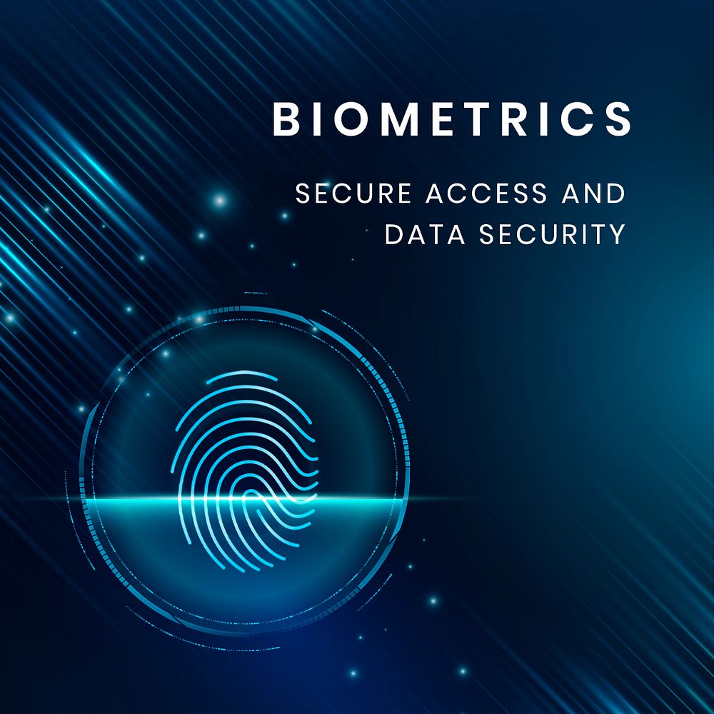 Biometrics security technology template psd with fingerprint scan
