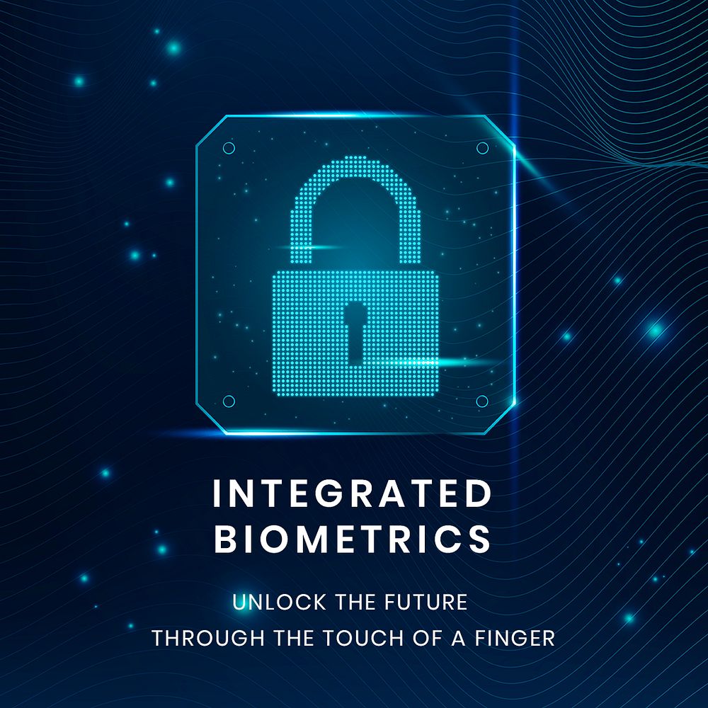 Integrated biometrics technology template psd with lock icon