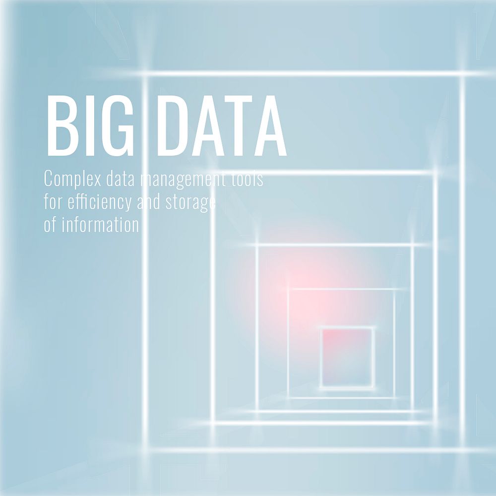 Big data technology template psd for social media post in light blue tone