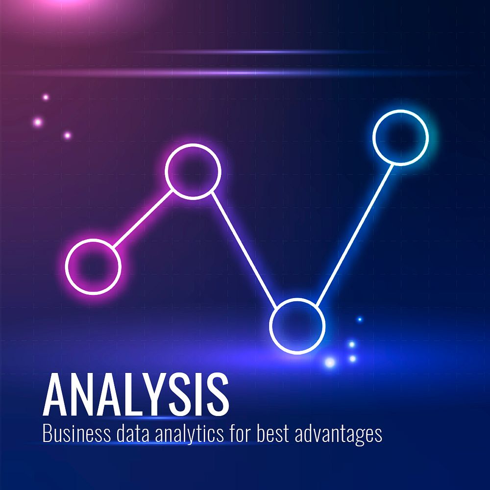 Data analysis technology template psd for social media post in dark blue tone