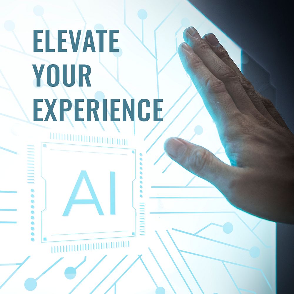 Elevate your experience template psd AI technology social media post