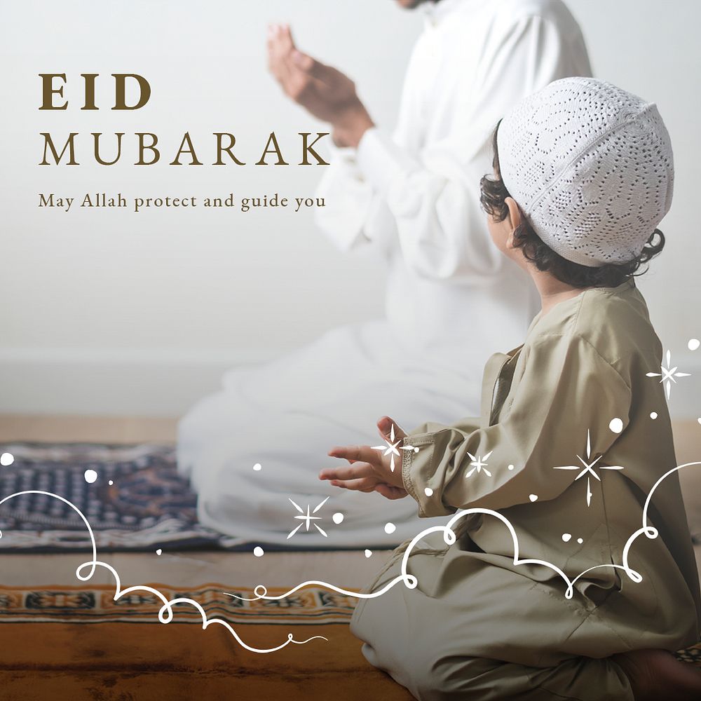 Eid Mubarak greeting template psd Ramadan social media post