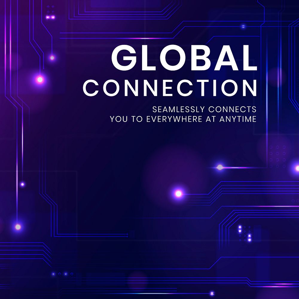 Global connection technology template psd with digital background