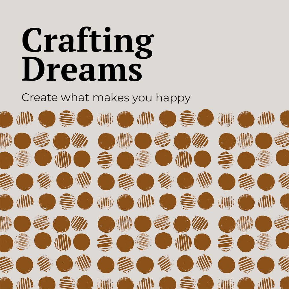 Crafting dream banner template psd in block print theme