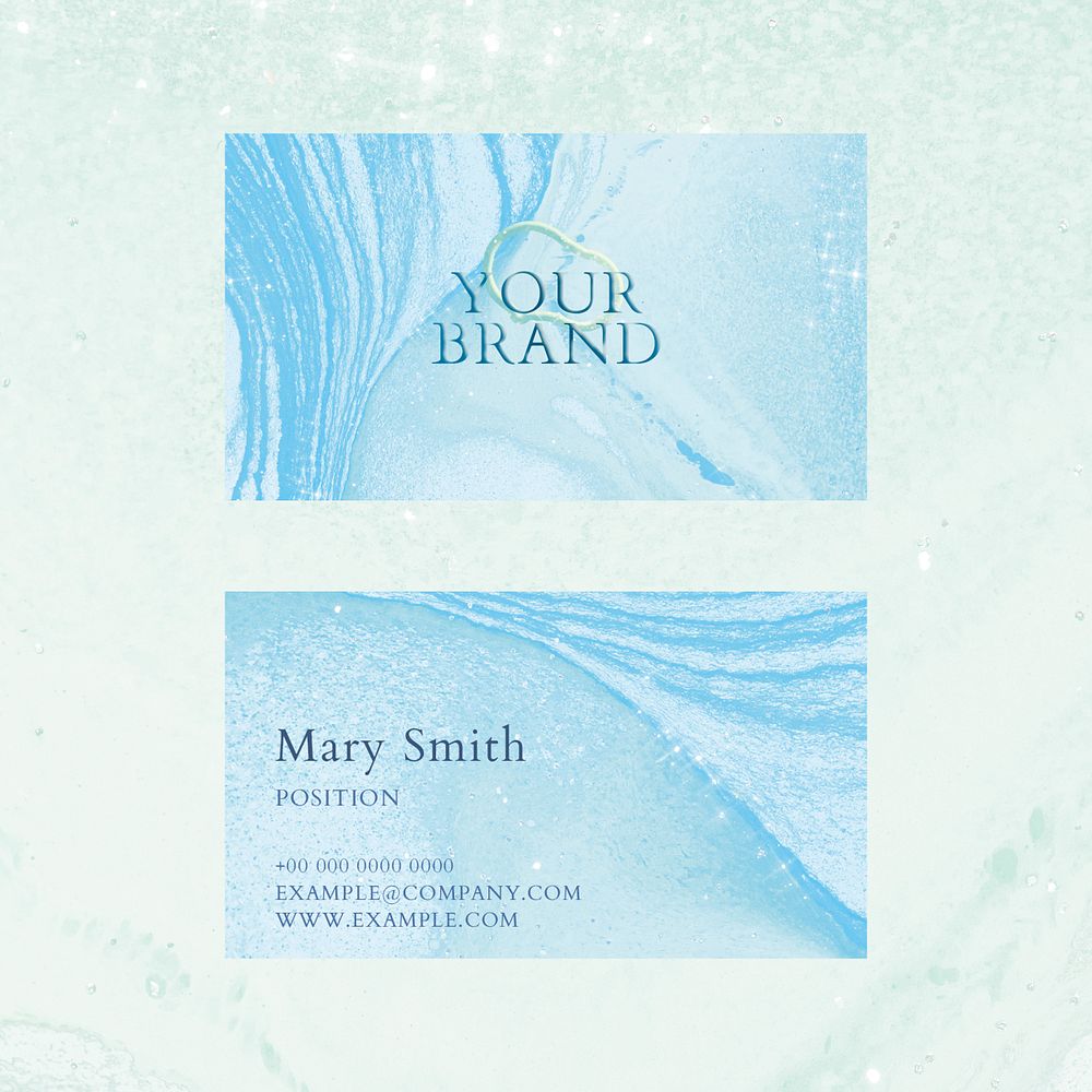 Marble business card template psd in colorful feminine style
