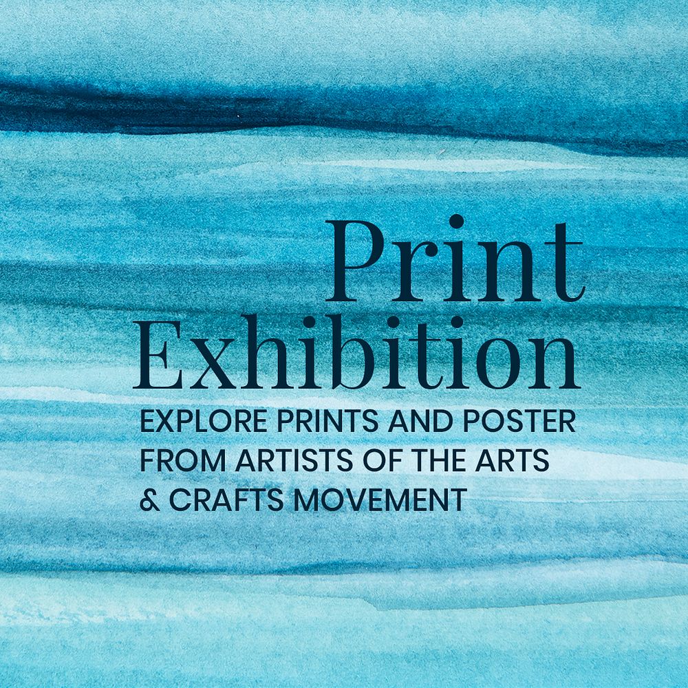 Print exhibition watercolor template psd aesthetic social media ad