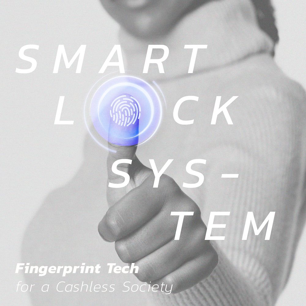 Smart lock system psd editable template 