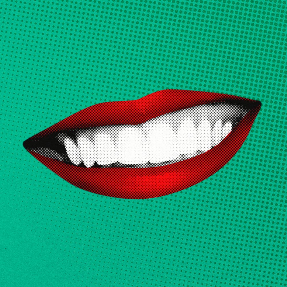 Pop art red lips, happiness & emotions graphic