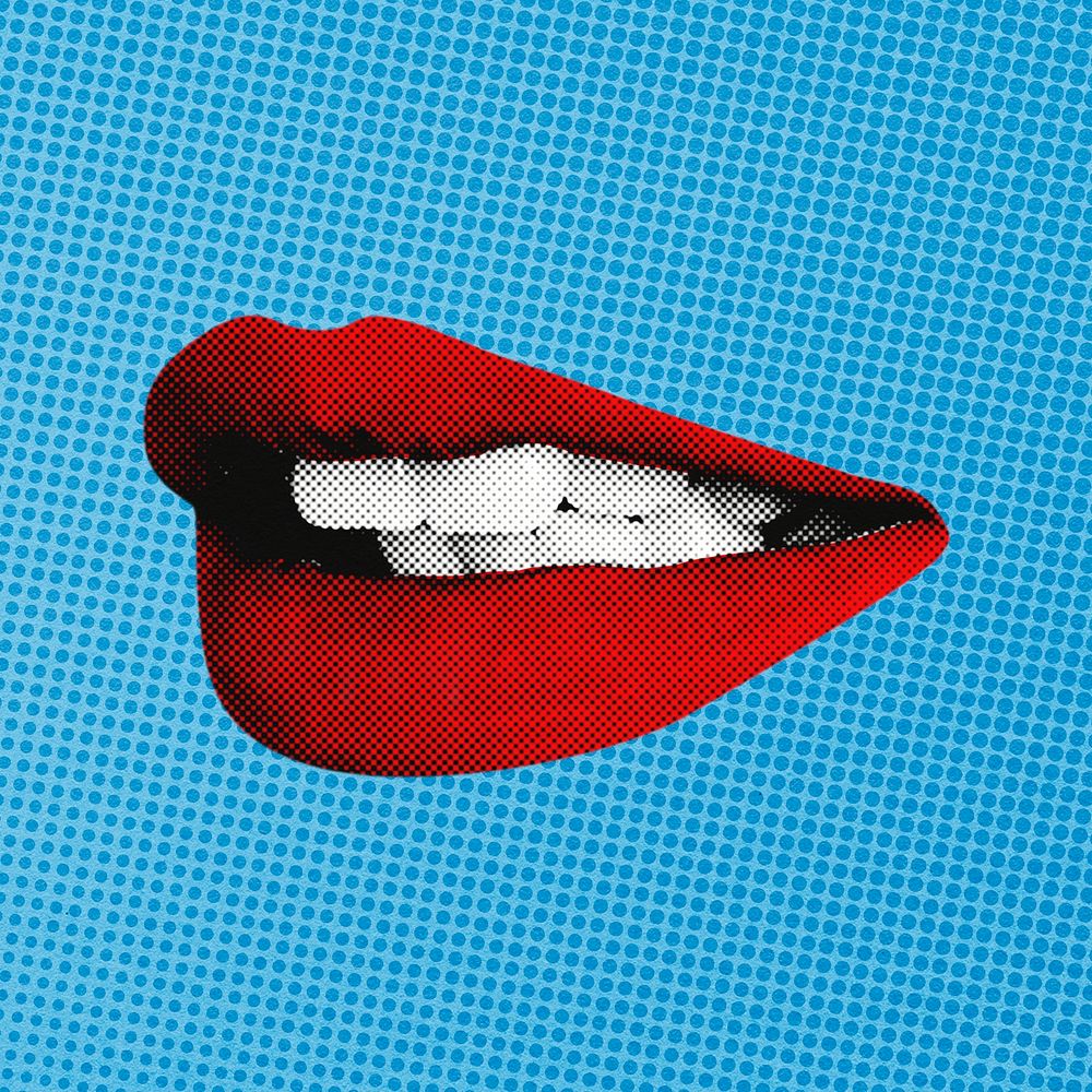 Pop art red lips, happiness & emotions graphic
