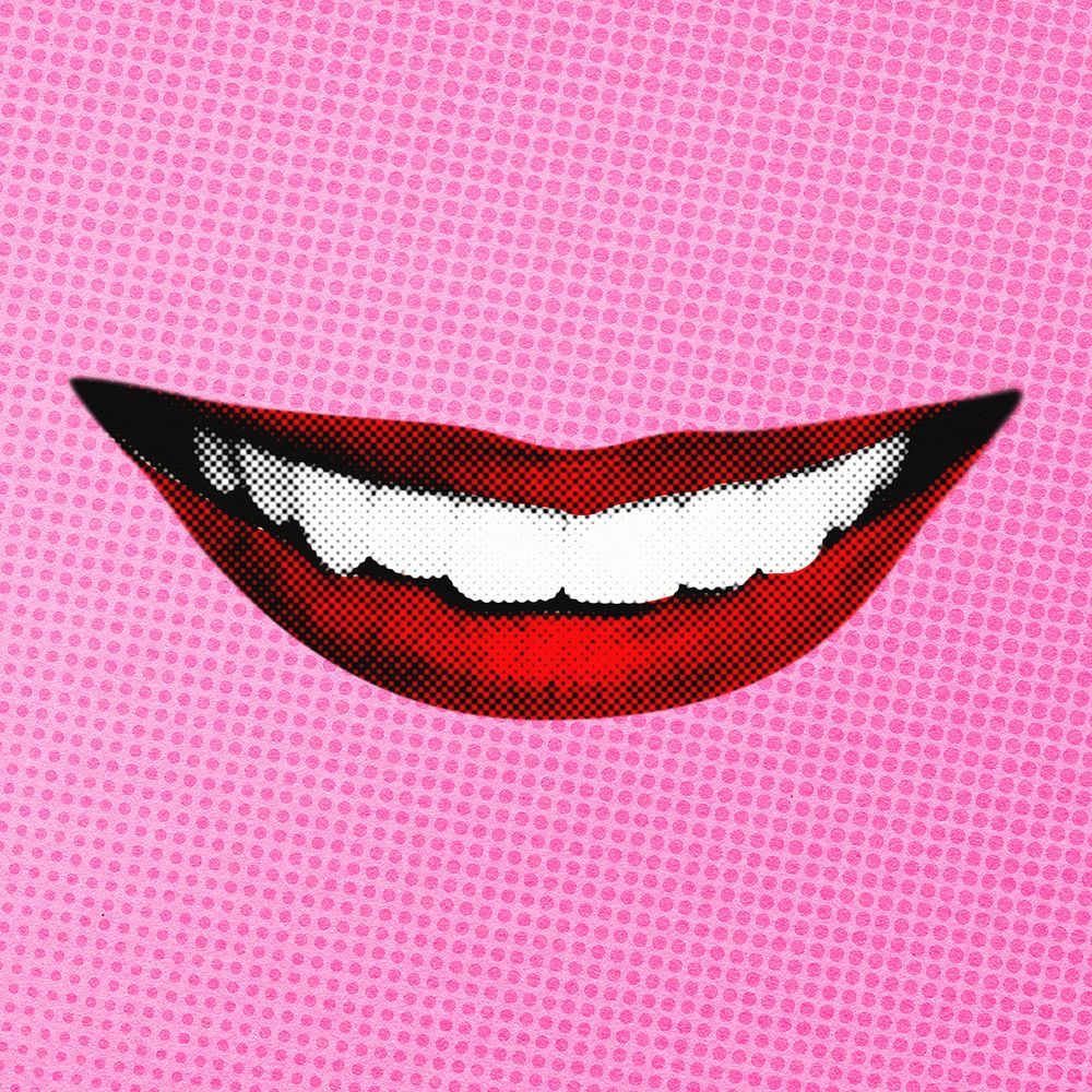 Pop art red lips, happiness & emotions graphic