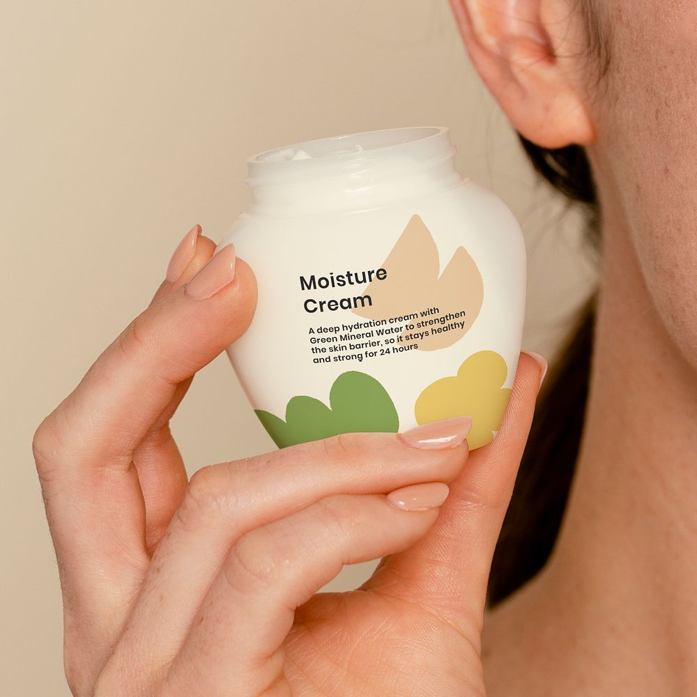 Moisturizing cream jar mockup, beauty product packaging psd