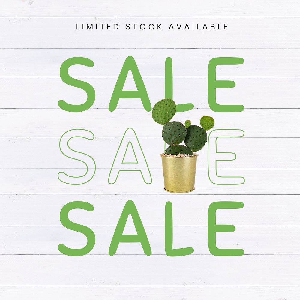 Online houseplant shop template psd with sale text