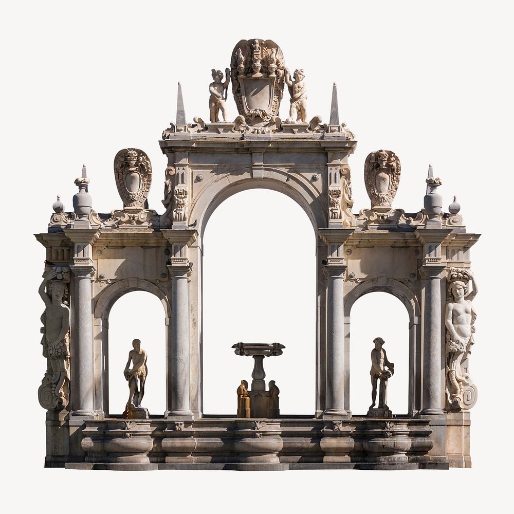 Fountain of Giant, Italian gothic architecture psd