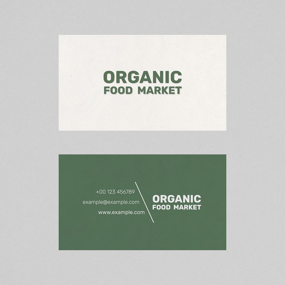 Market business card template psd in front and rear view