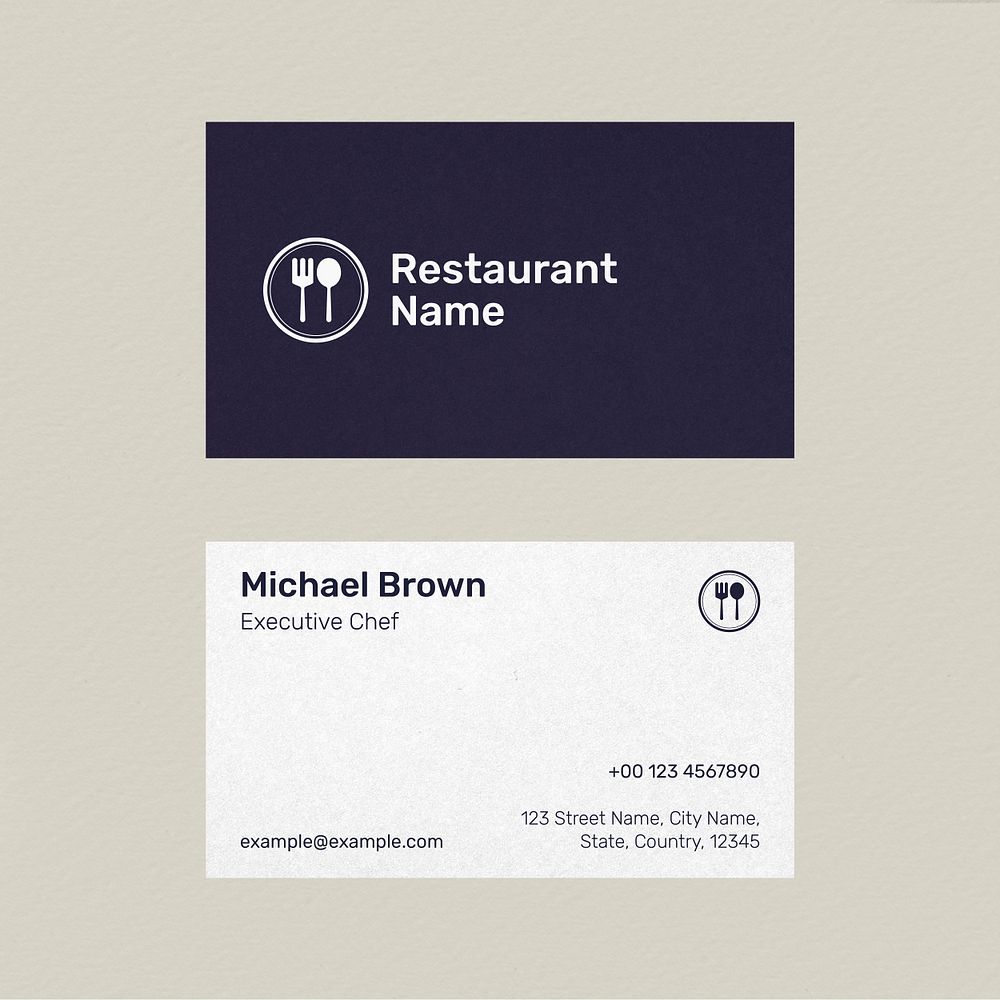 Restaurant business card template psd in front and rear view