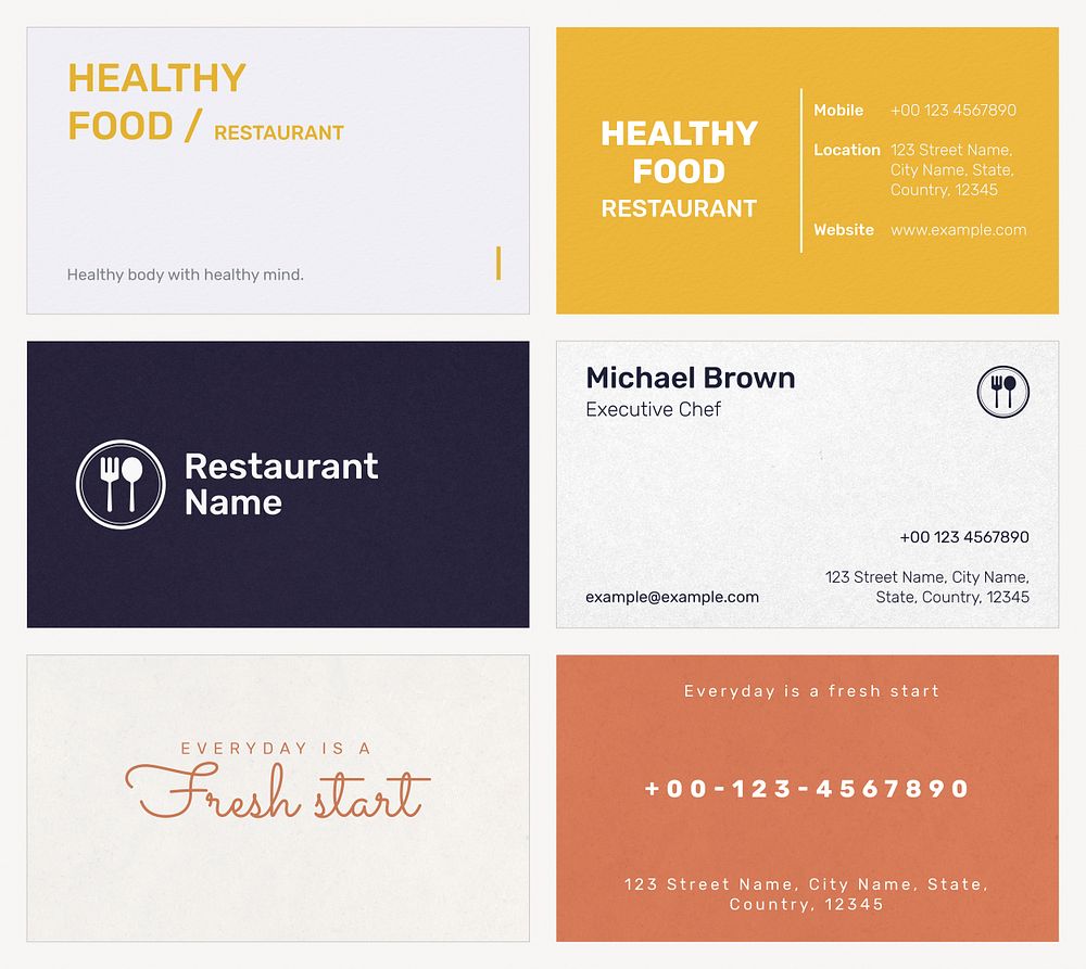 Restaurant business card template psd set