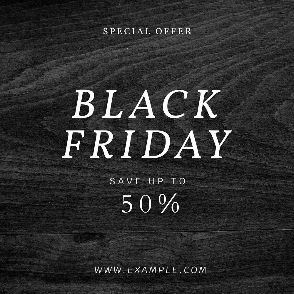 Black Friday ad on wooden textured Instagram template