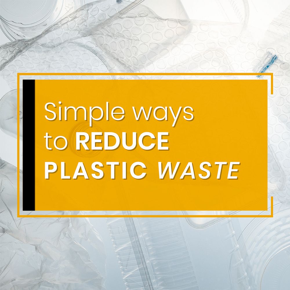 Simple ways to reduce plastic waste social media template mockup