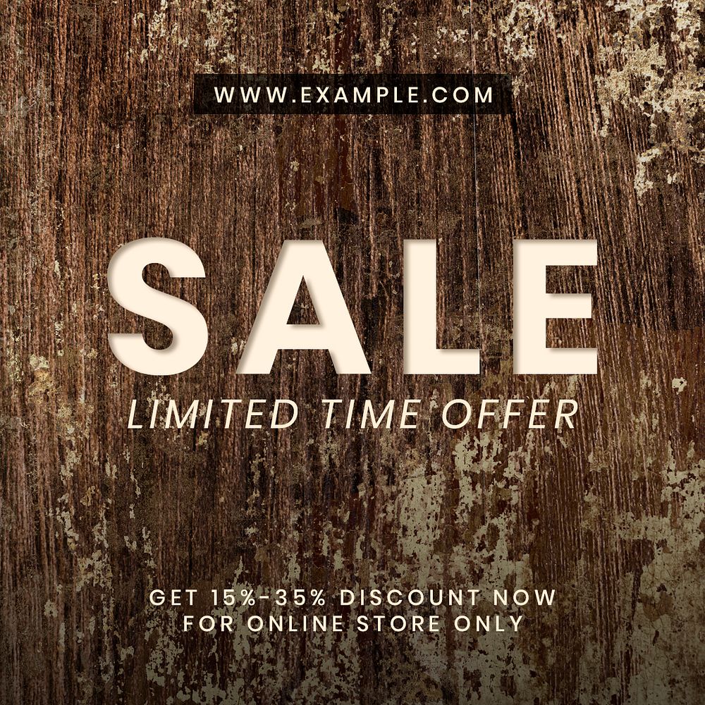 Sale ad on wooden textured Instagram template