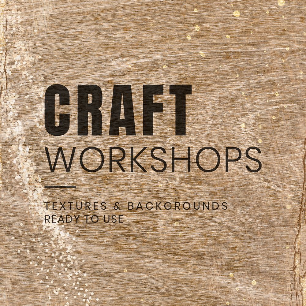 Craft workshops ad on wooden textured Instagram template