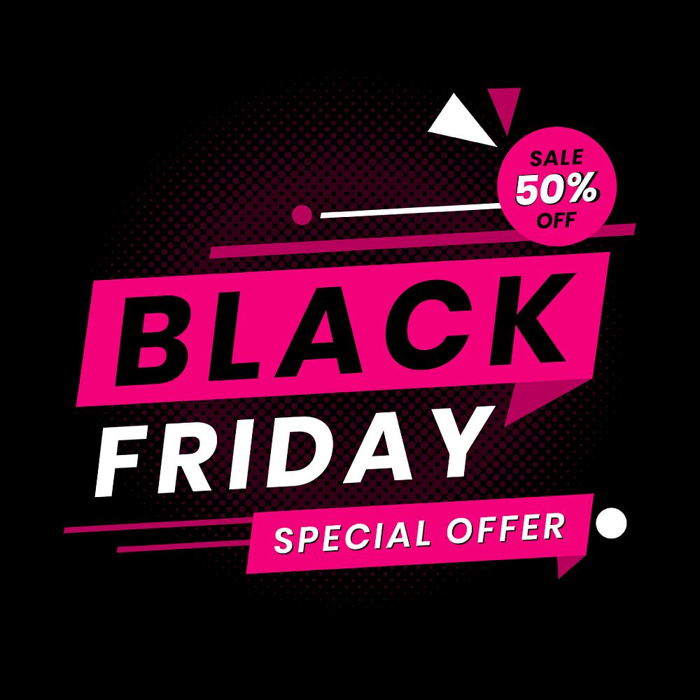 Psd sale 50% Black Friday ad design template bold font