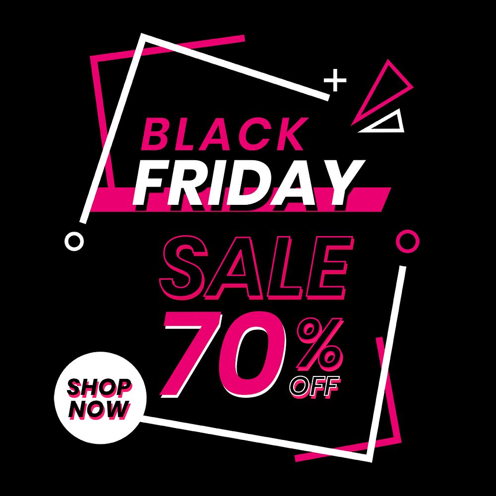 Pink psd Black Friday 70% off funky bold font template