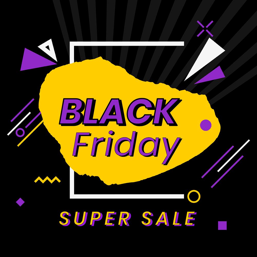 Psd Black Friday super sale purple yellow sale advertisement