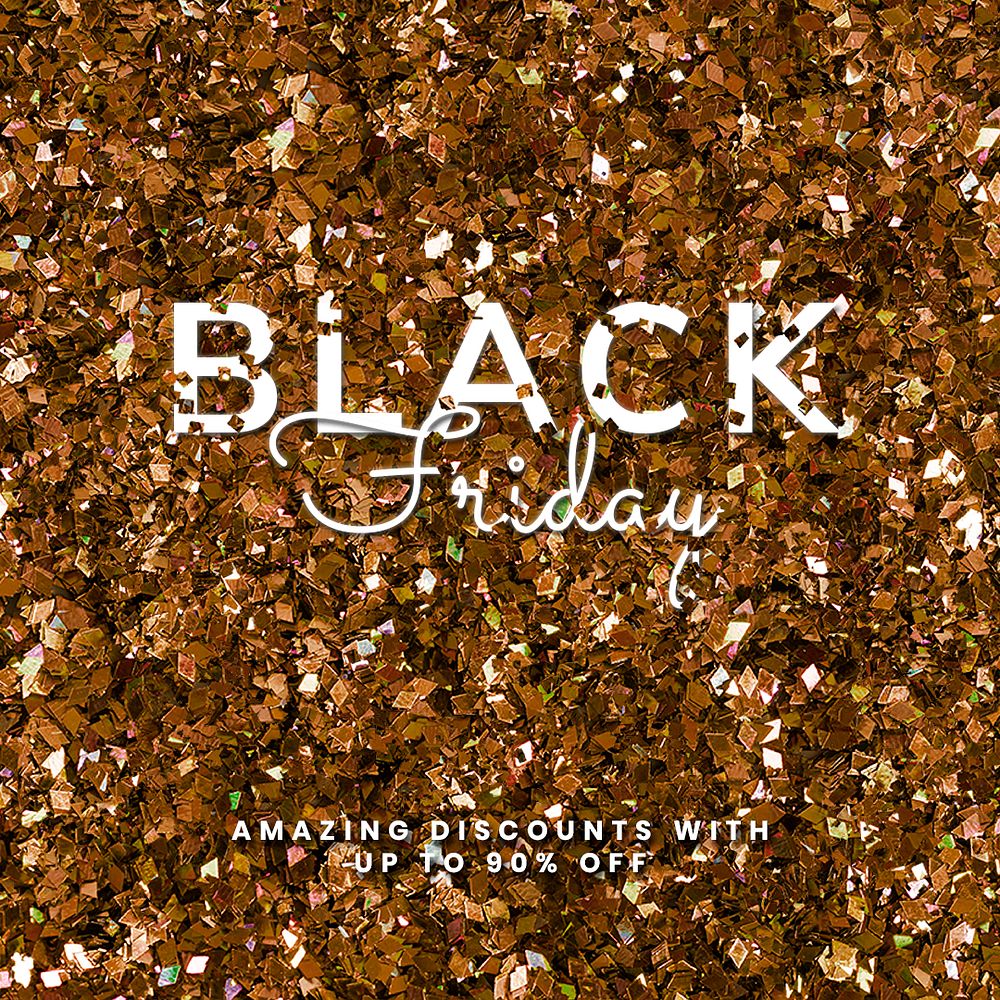 Glittery gold psd Black Friday promotional ad template