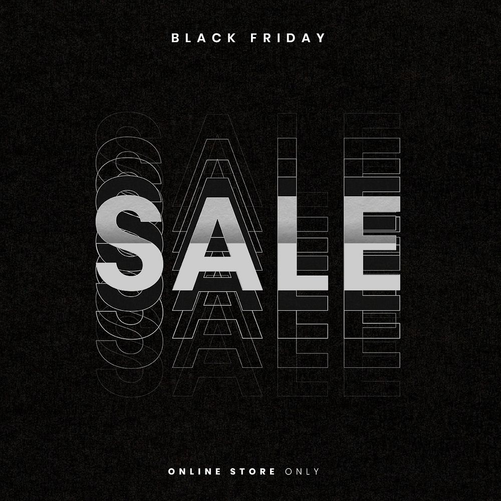 SALE psd Black Friday silver bold text promotional social ad