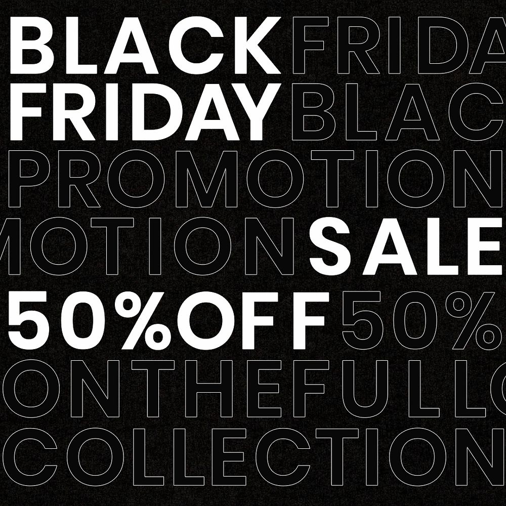 Black Friday sale psd bold text pattern promotional ad template