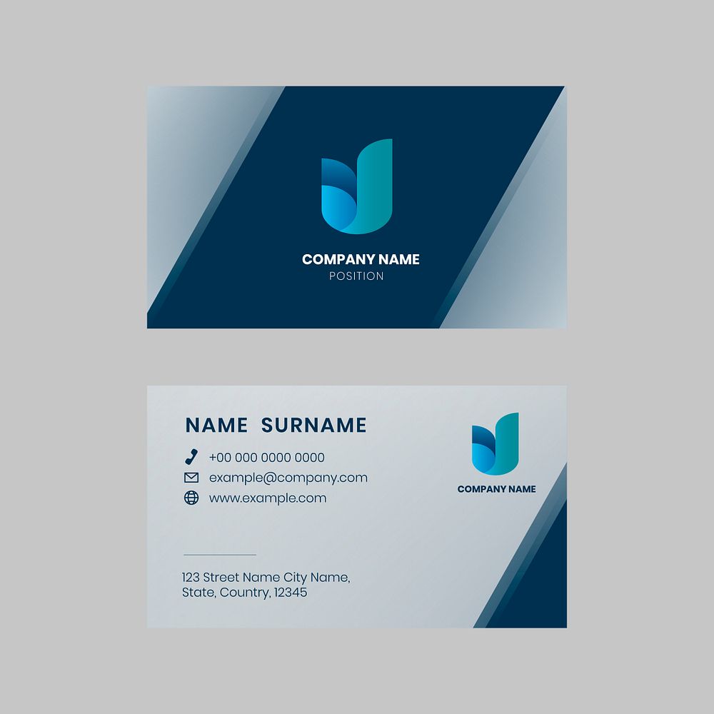 Business card editable template psd in blue tone