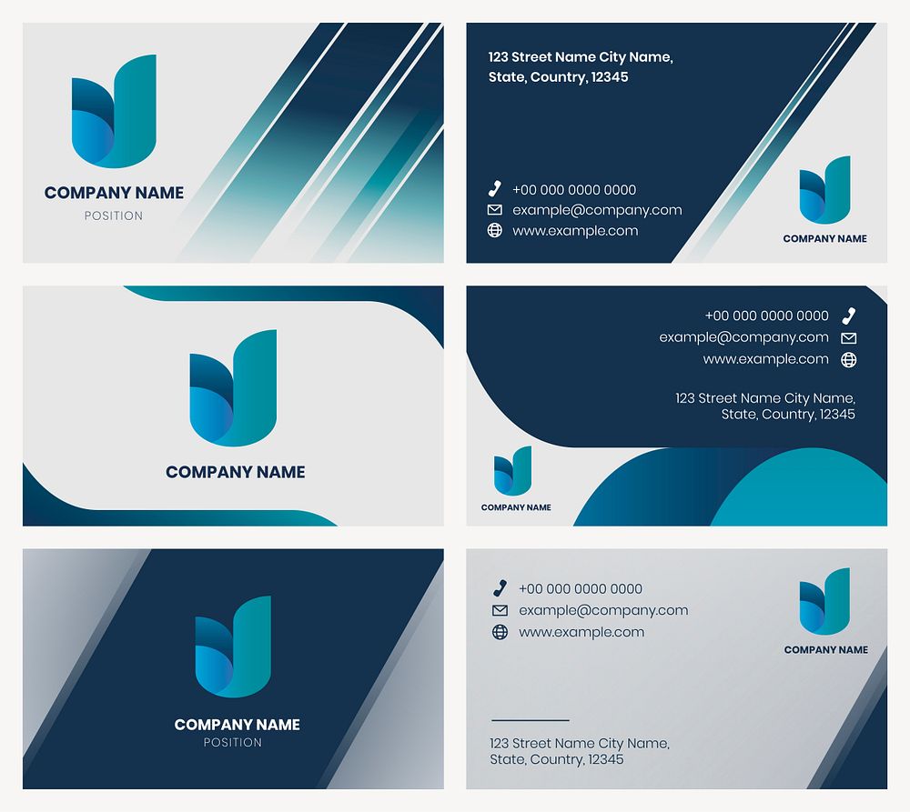 Business card template psd modern style set