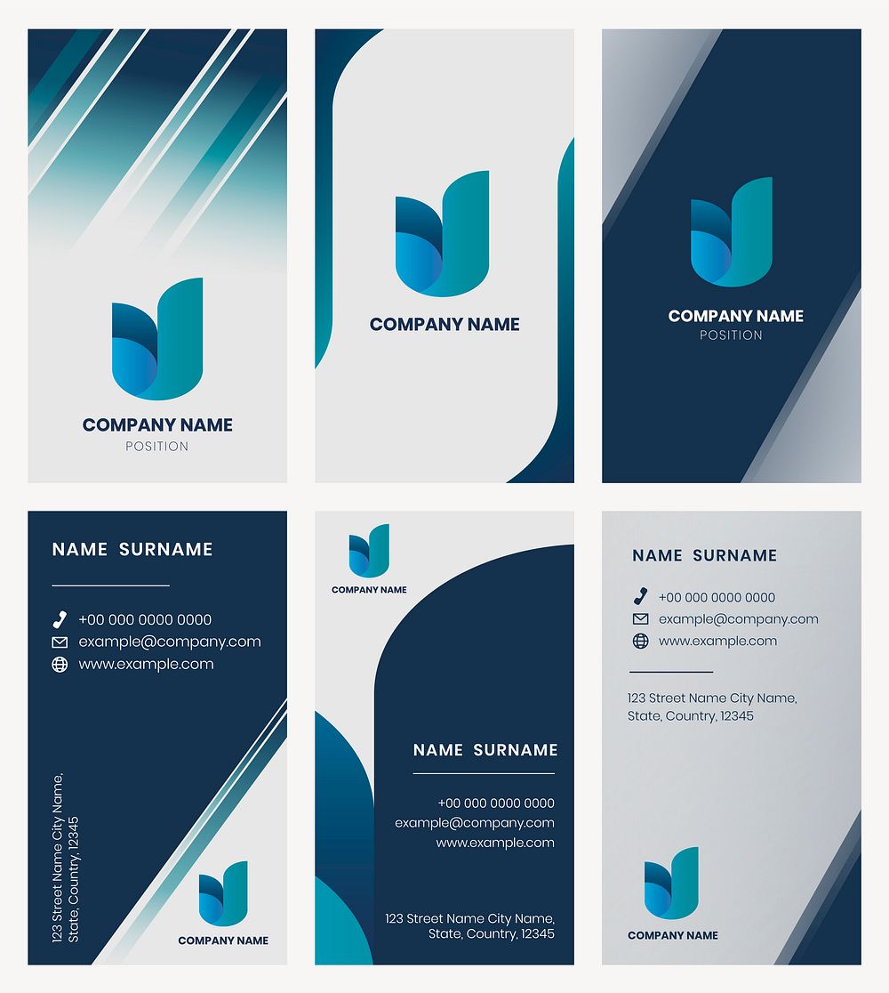 Business card template psd modern style set