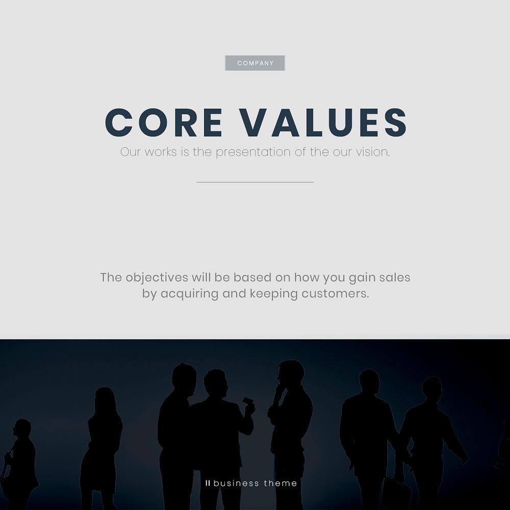 Business core values psd editable template