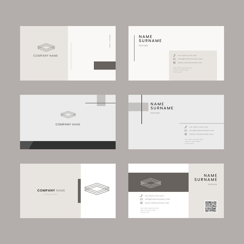 Simple business card mockup editable template set