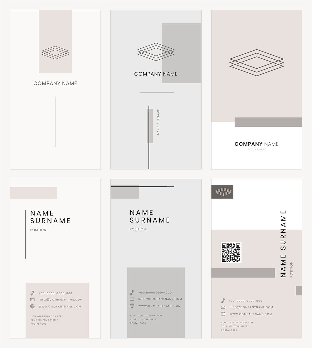 Business card template psd simple style set
