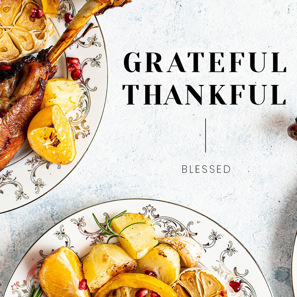Thanksgiving dinner psd template for social media post
