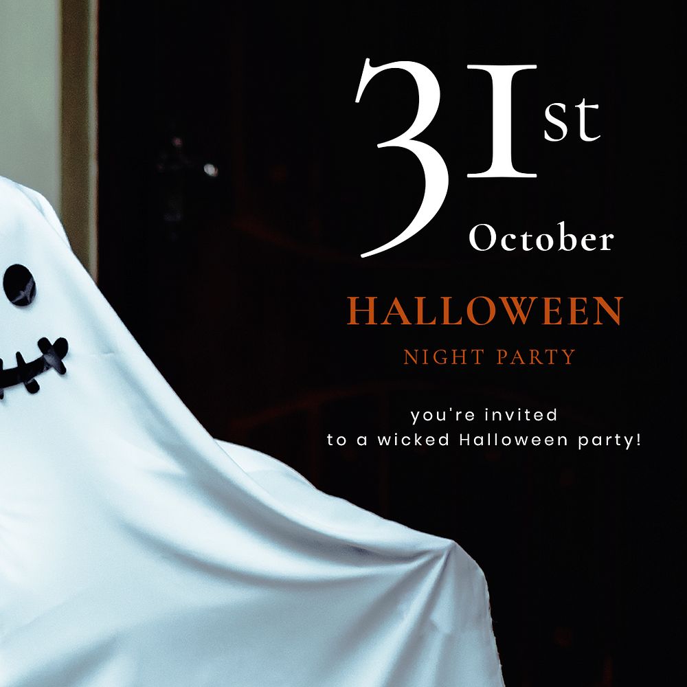 Halloween invitation card psd template for social media post