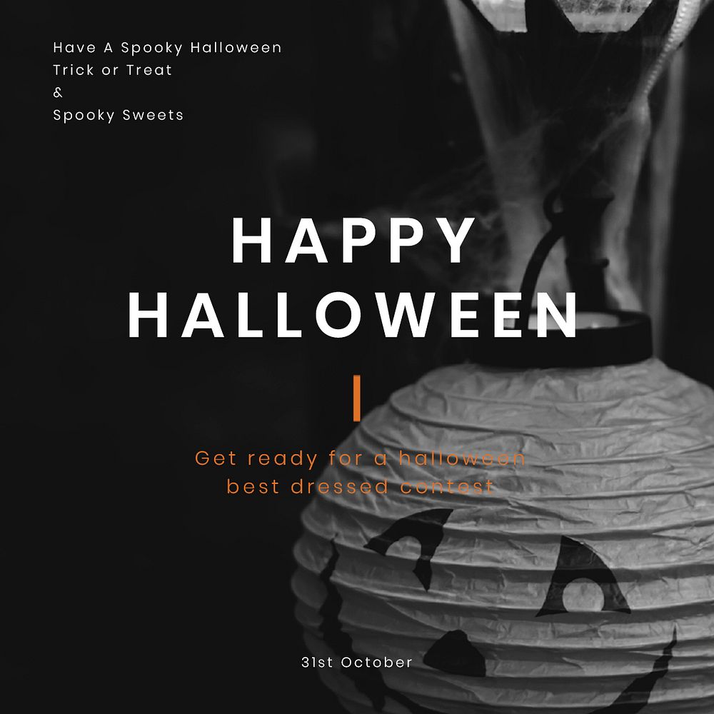 alloween greeting psd template for social media post