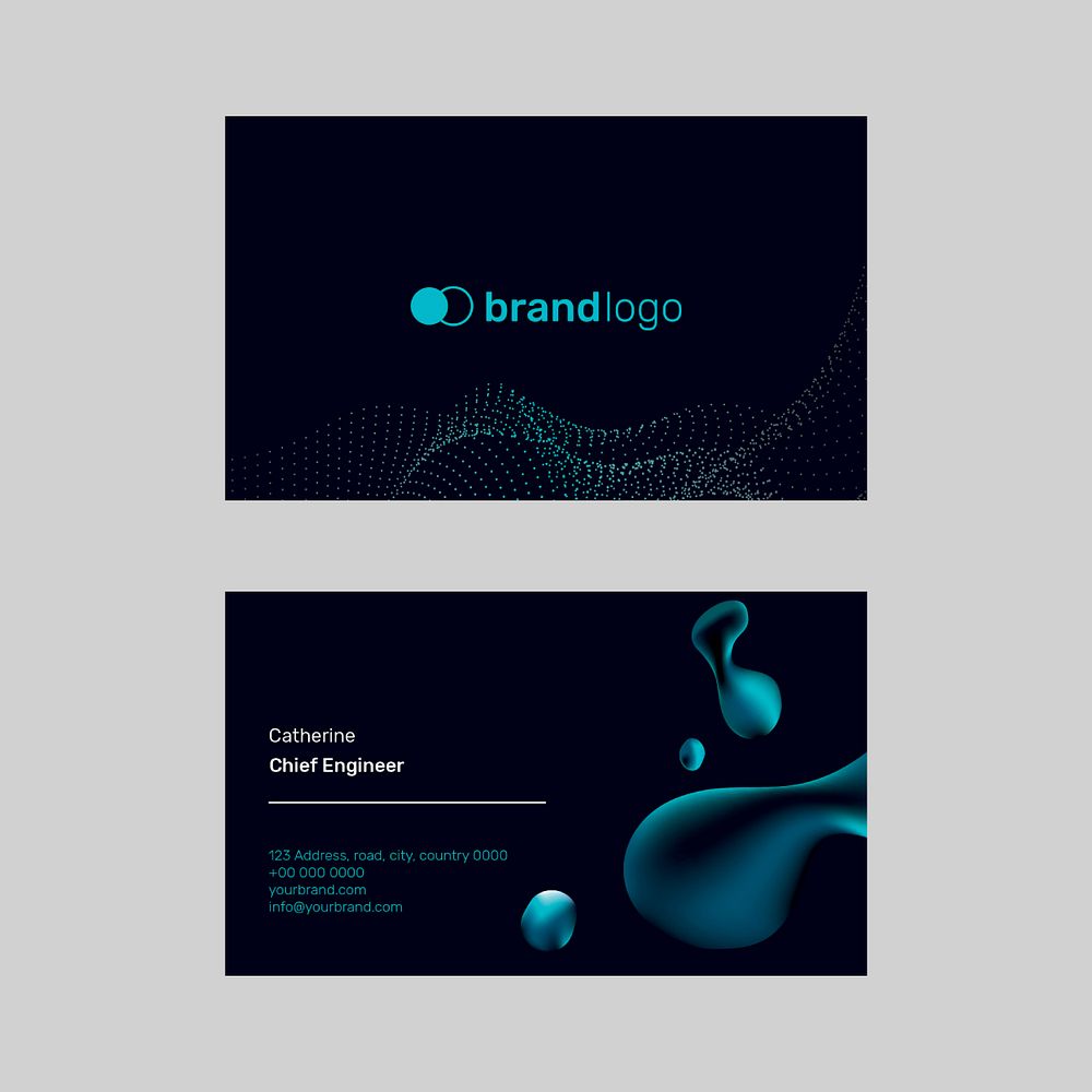 Technology name card template psd black background