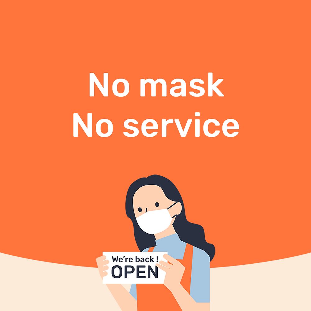 No mask, no service psd template for business
