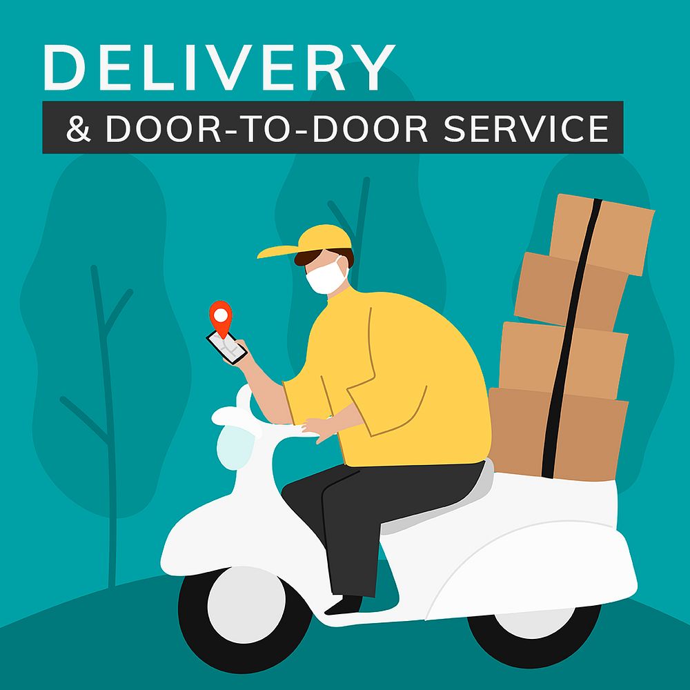 Door to door delivery template psd social media post