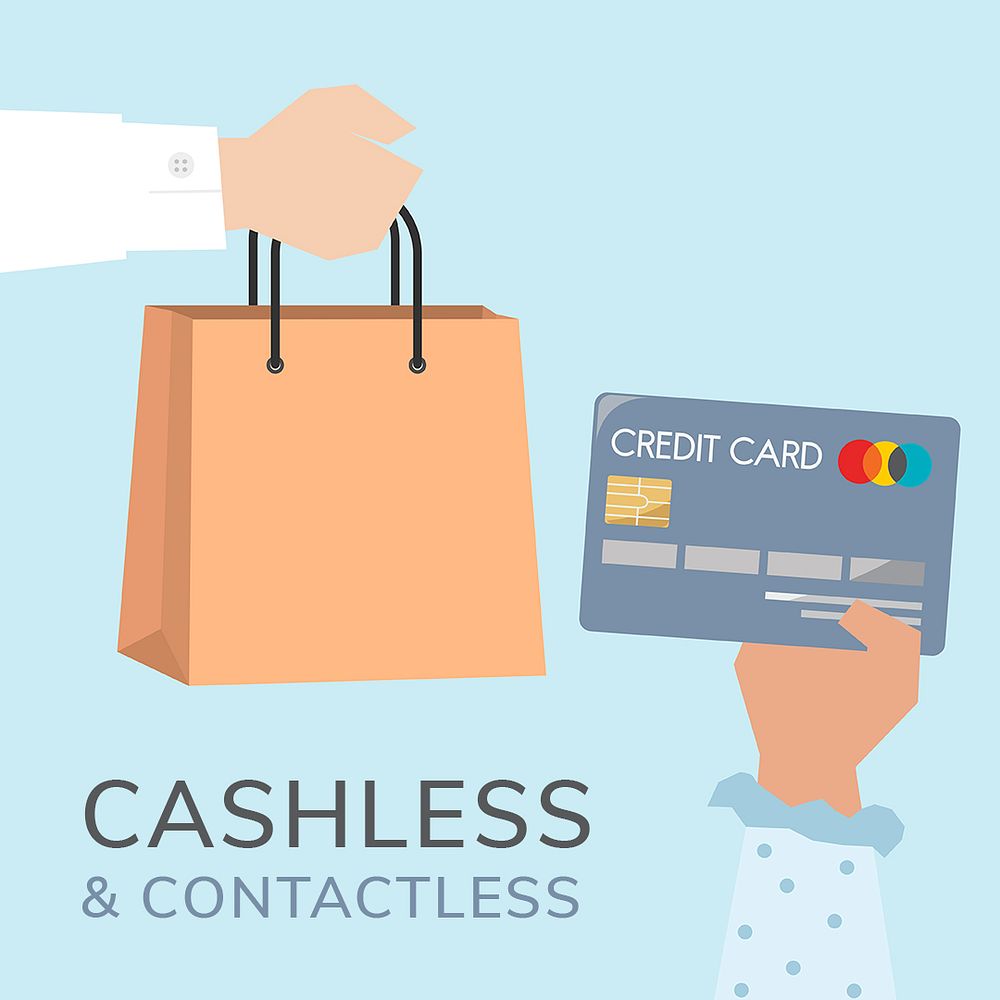 Cashless and contactless psd template online payment