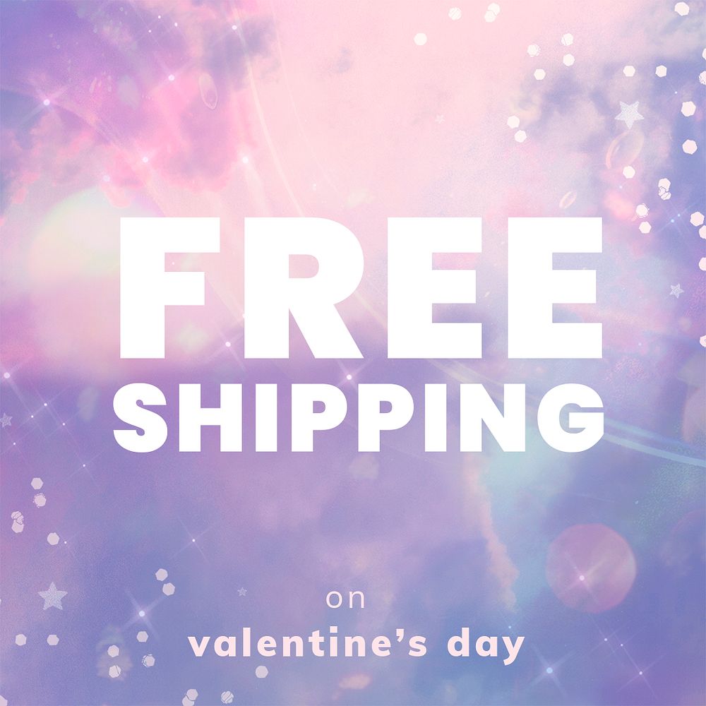 Valentine&rsquo;s sale editable template psd for social media post with free shipping text