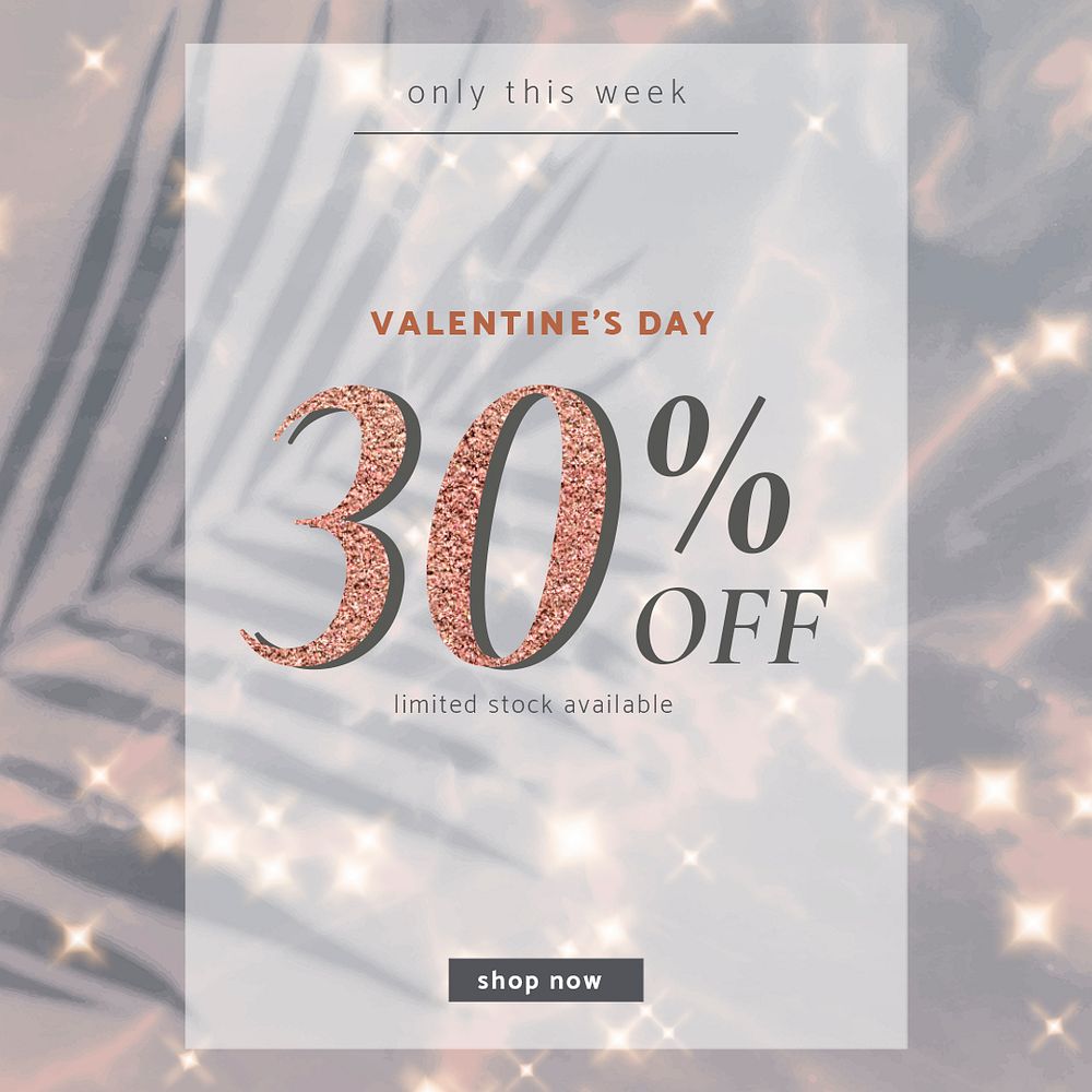 Shop promotion editable template psd for social media post with only this week text