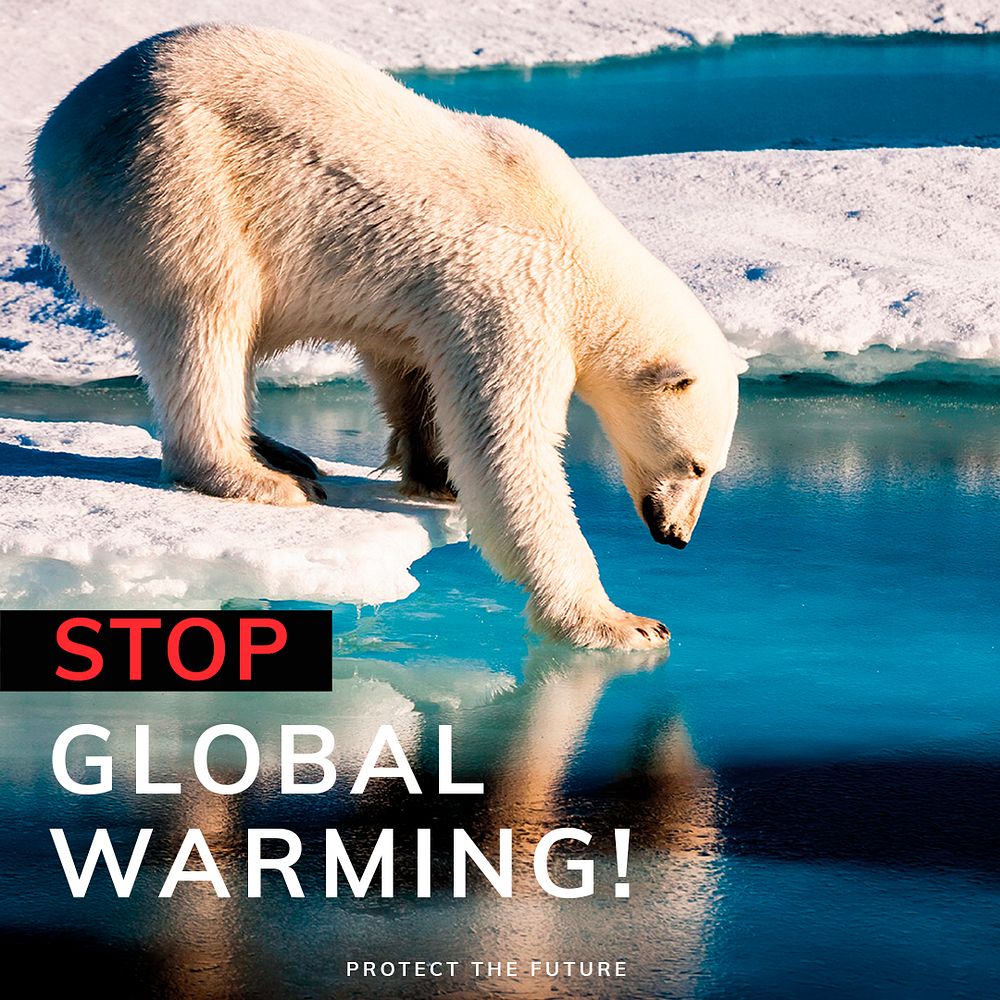 Global warming editable template psd to protect the future social media post